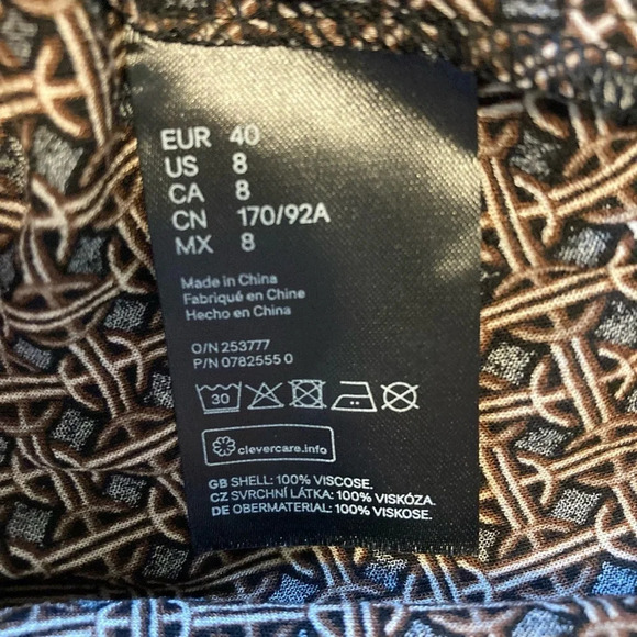 H&M Black Print Long Sleeve Dress 8 - Picture 13 of 14